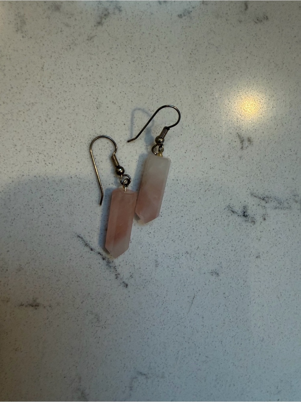 Pink Rose Quartz Drop Earrings with Hook